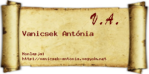 Vanicsek Antónia névjegykártya